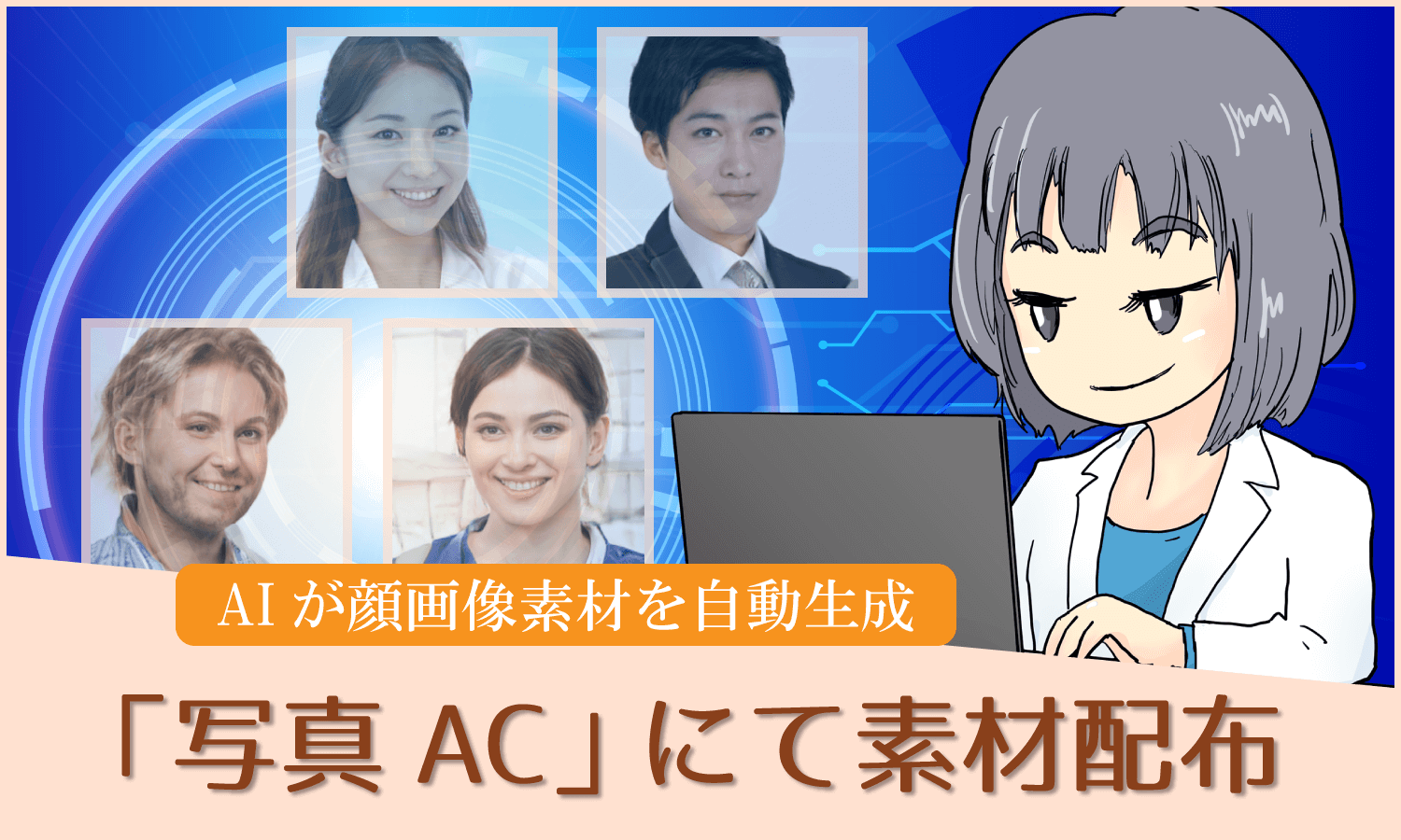 「写真AC」AIが自動生成した顔画像素材の配布開始
